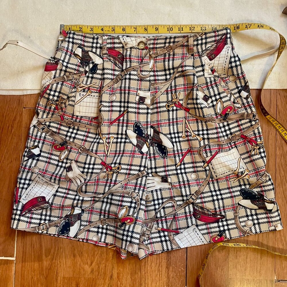 Vintage LL Sport high-waisted shorts with golf print and houndstooth plaid - Picture 6 of 7